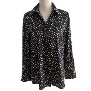 Jason Wu Black Polka Dot Long Sleeve Shirt Blouse Size 8